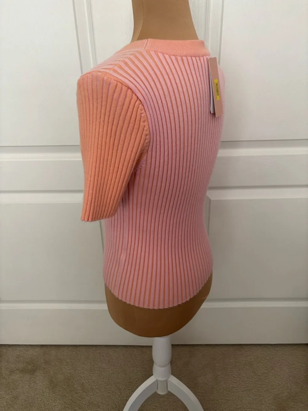 NWT Evolutionary Colorblock Ribbed Knit Top Medium – Pastel Blue & Pink - Picture 8 of 11